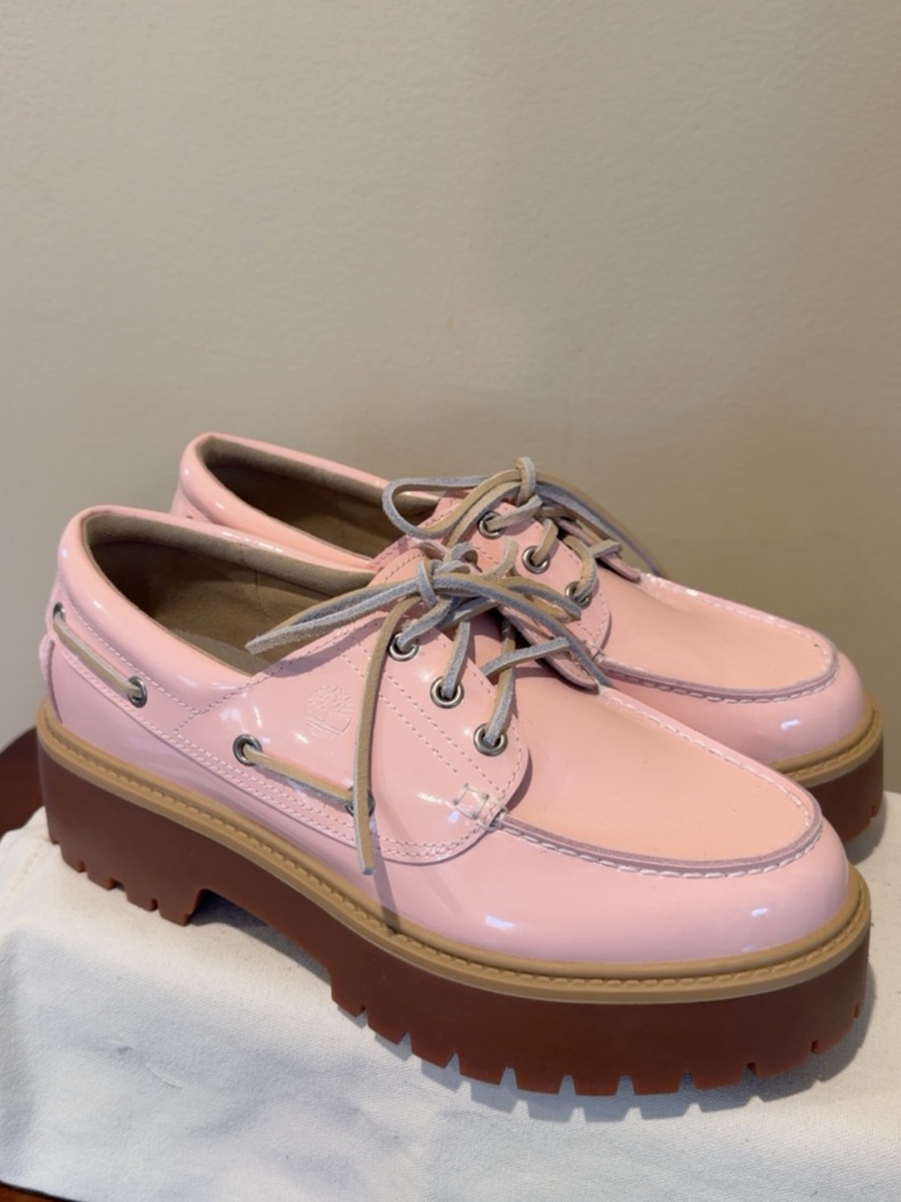 Timberland Pink Patent Platform Boat Shoes